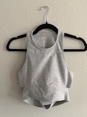 Outdoor Voices Light Heather Gray High Neck Cut-Out Back Crop Athletic Top Sz XS
